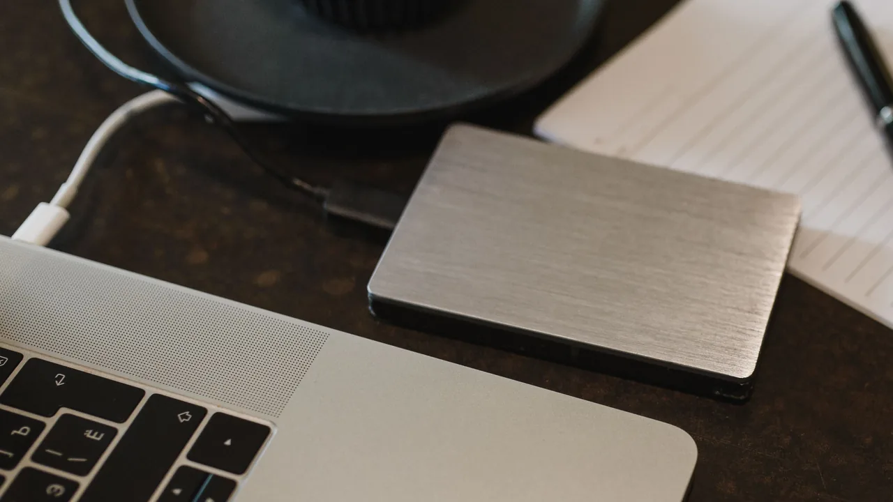 External drive connected to a laptop