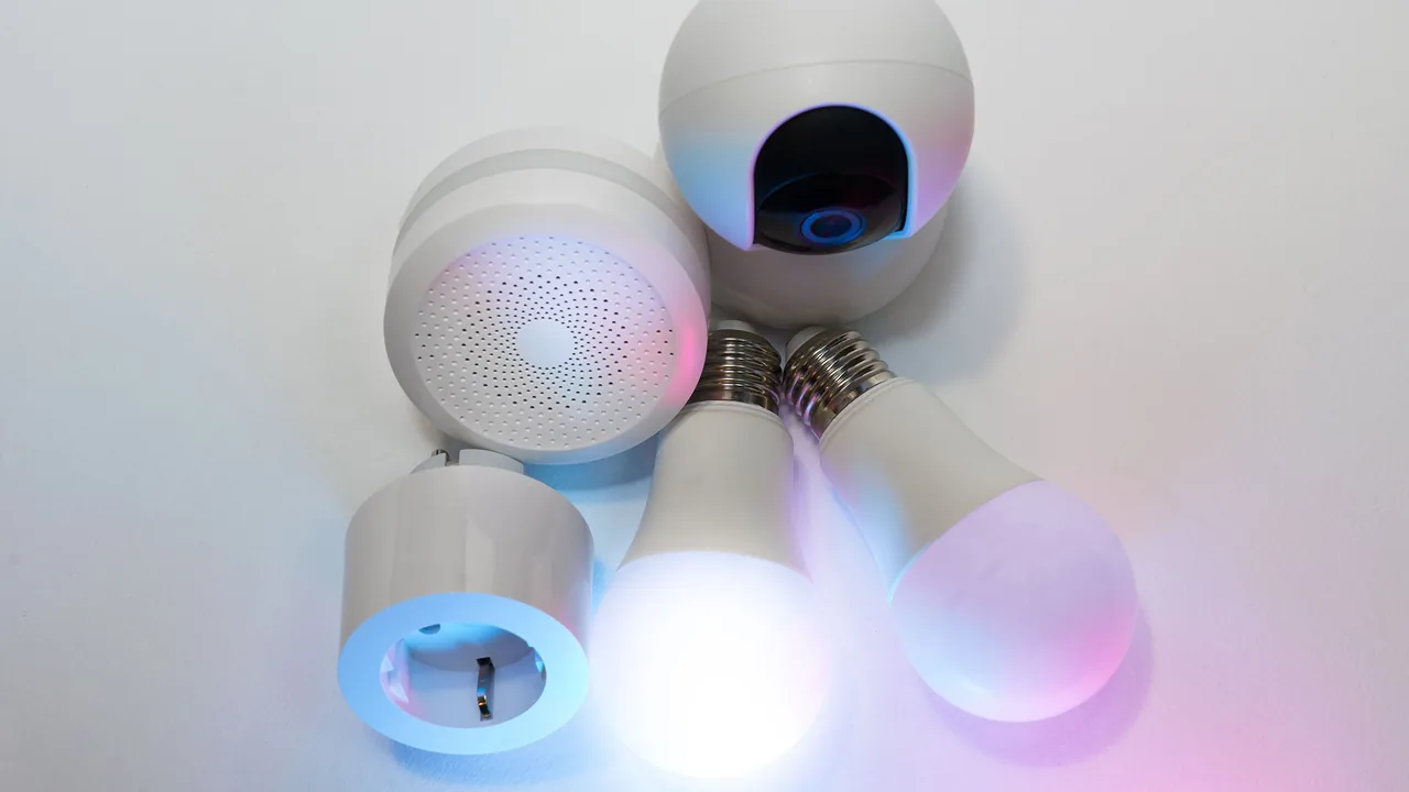 Smart-home camera, bulbs, outlet, and hub