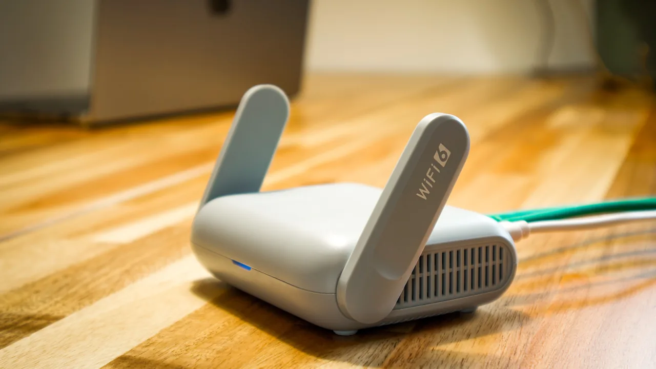 Wi-Fi 6 router connected by Ethernet cable